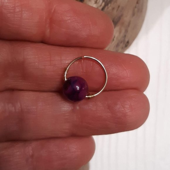 Gold Dragon Vein Agate Septum Tragus Daith Helix Ring 12mm - Picture 2 of 4